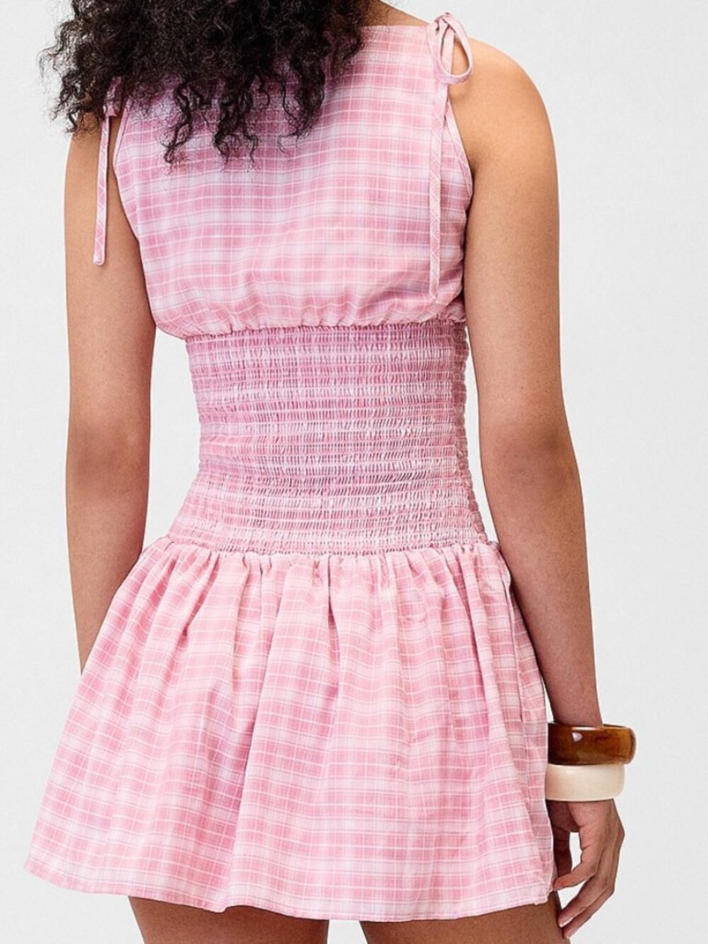 Pretty Garbage Checkered smocked band mini-dress - Picture 2 of 3